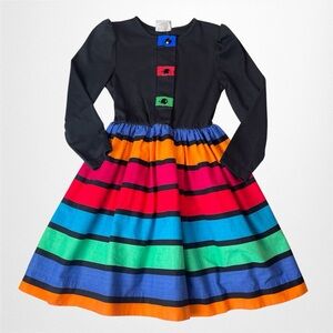 Vintage Diane Von Furstenberg Girls 8 Years Long Sleeve Rainbow Striped Dress